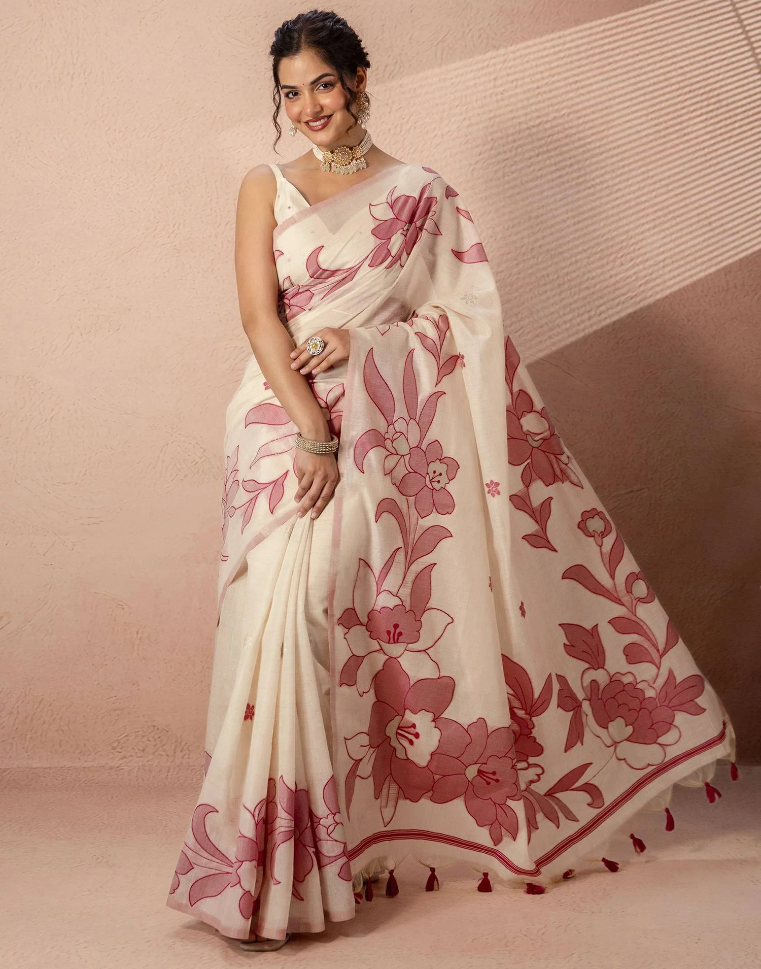 Floral Chanderi Cotton Saree